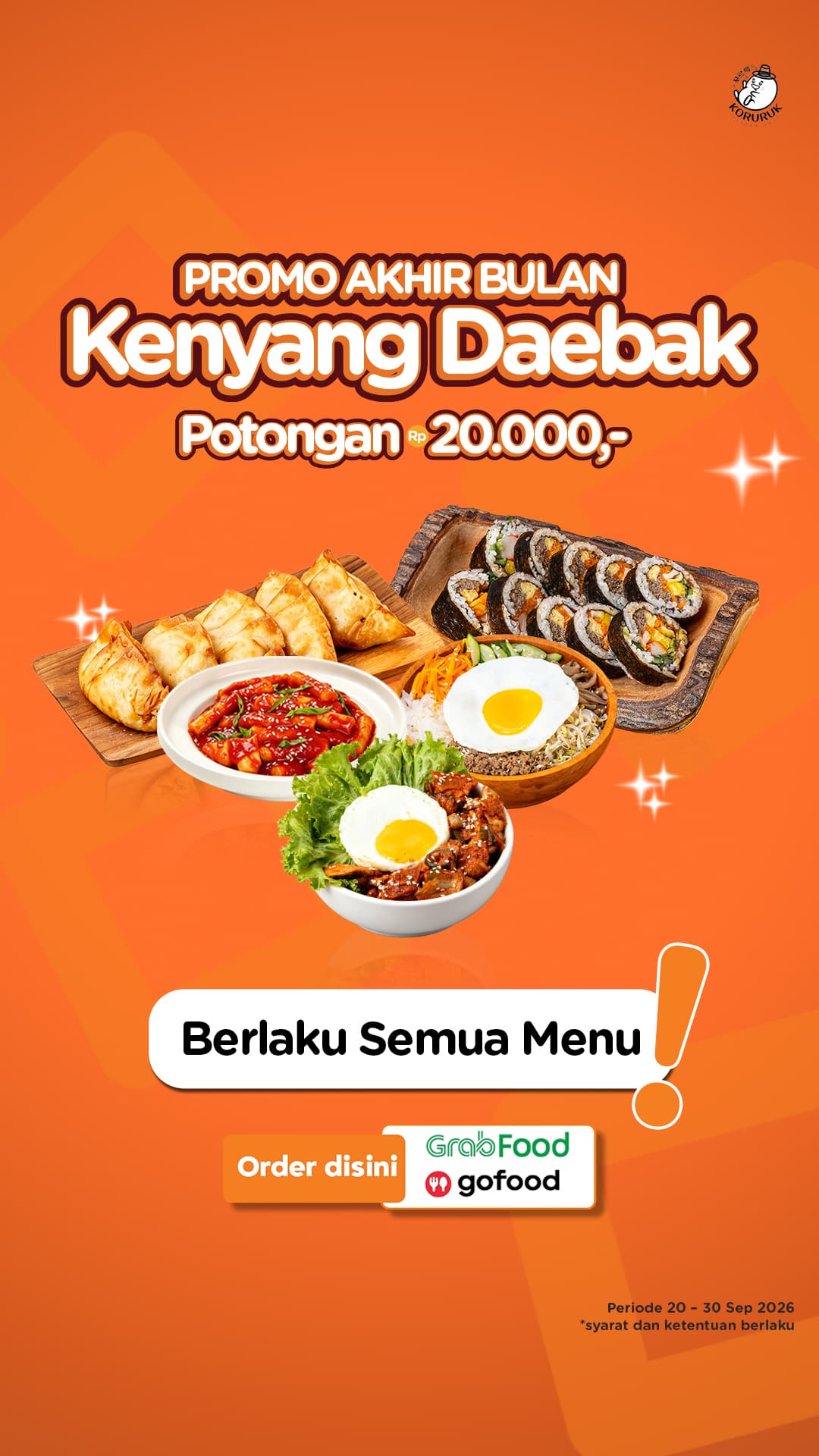 Korean tteokbokki dish with GoFood promotion banner